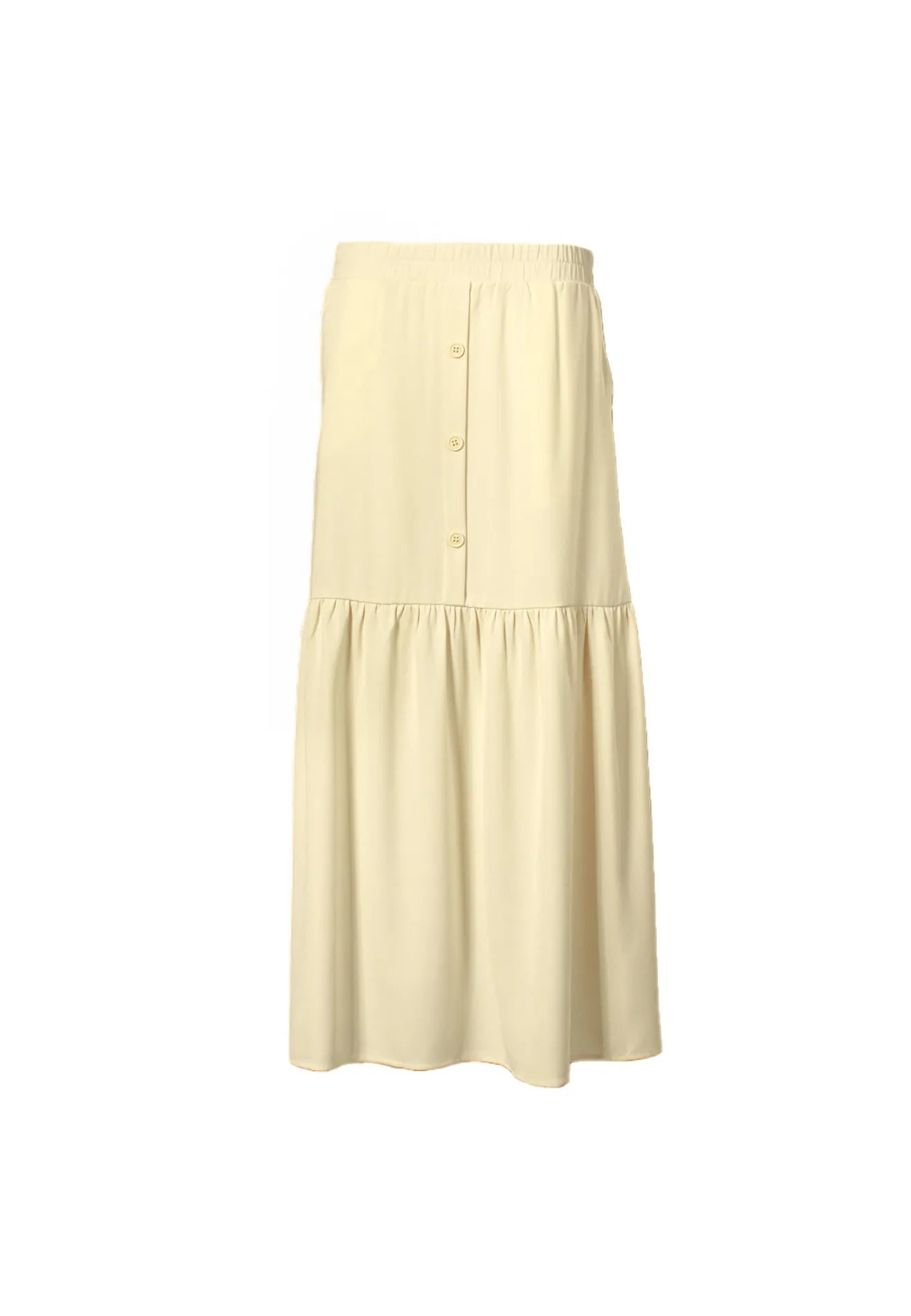 DAISY By VOIR Pocketed Front Button Peplum Maxi Skirt