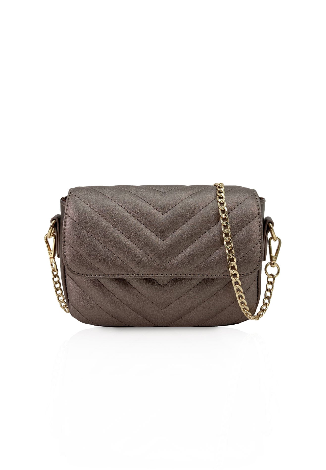VOIR Signature Soft Chevron Flap Full Chain Sling Bag