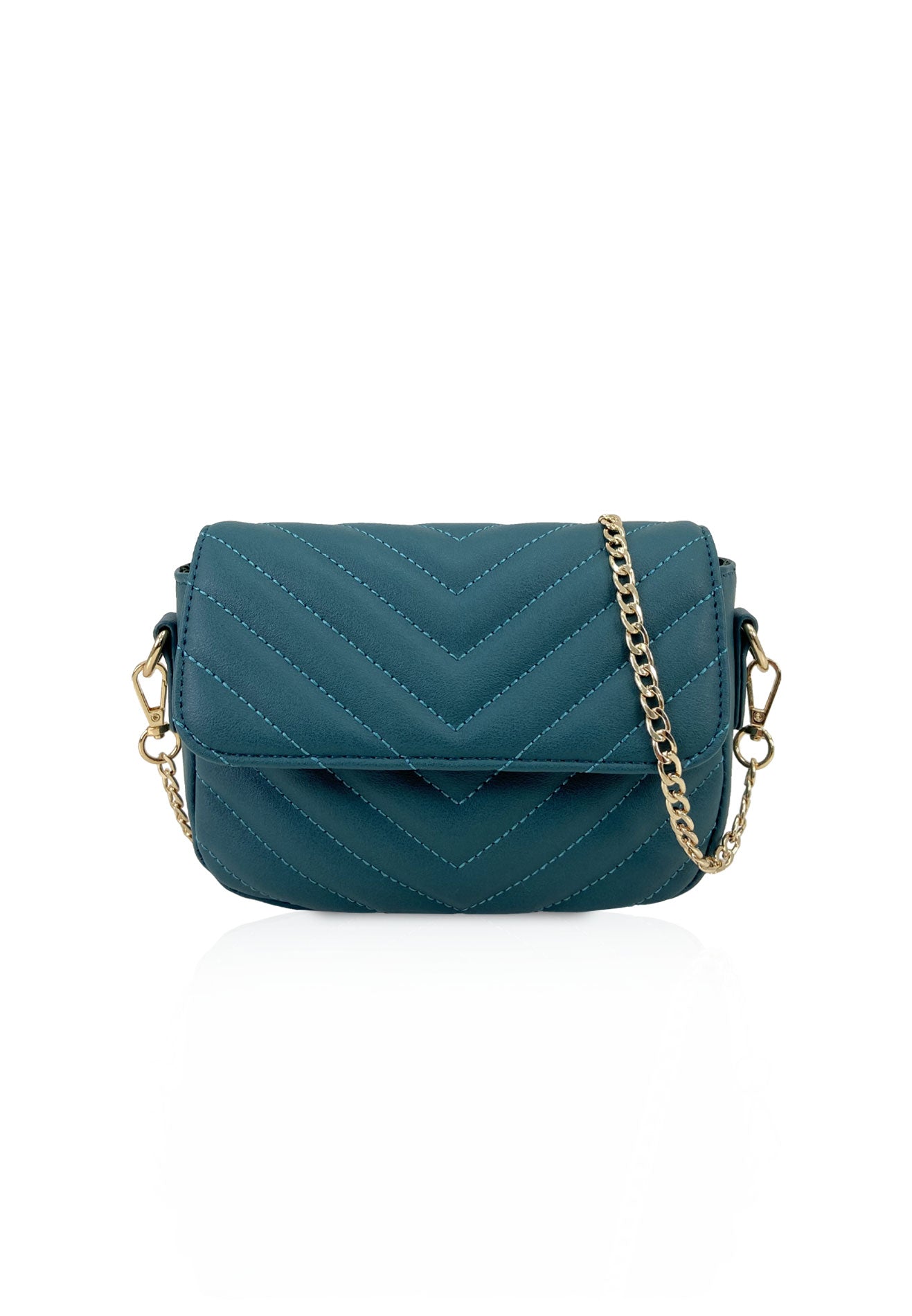 VOIR Signature Soft Chevron Flap Full Chain Sling Bag