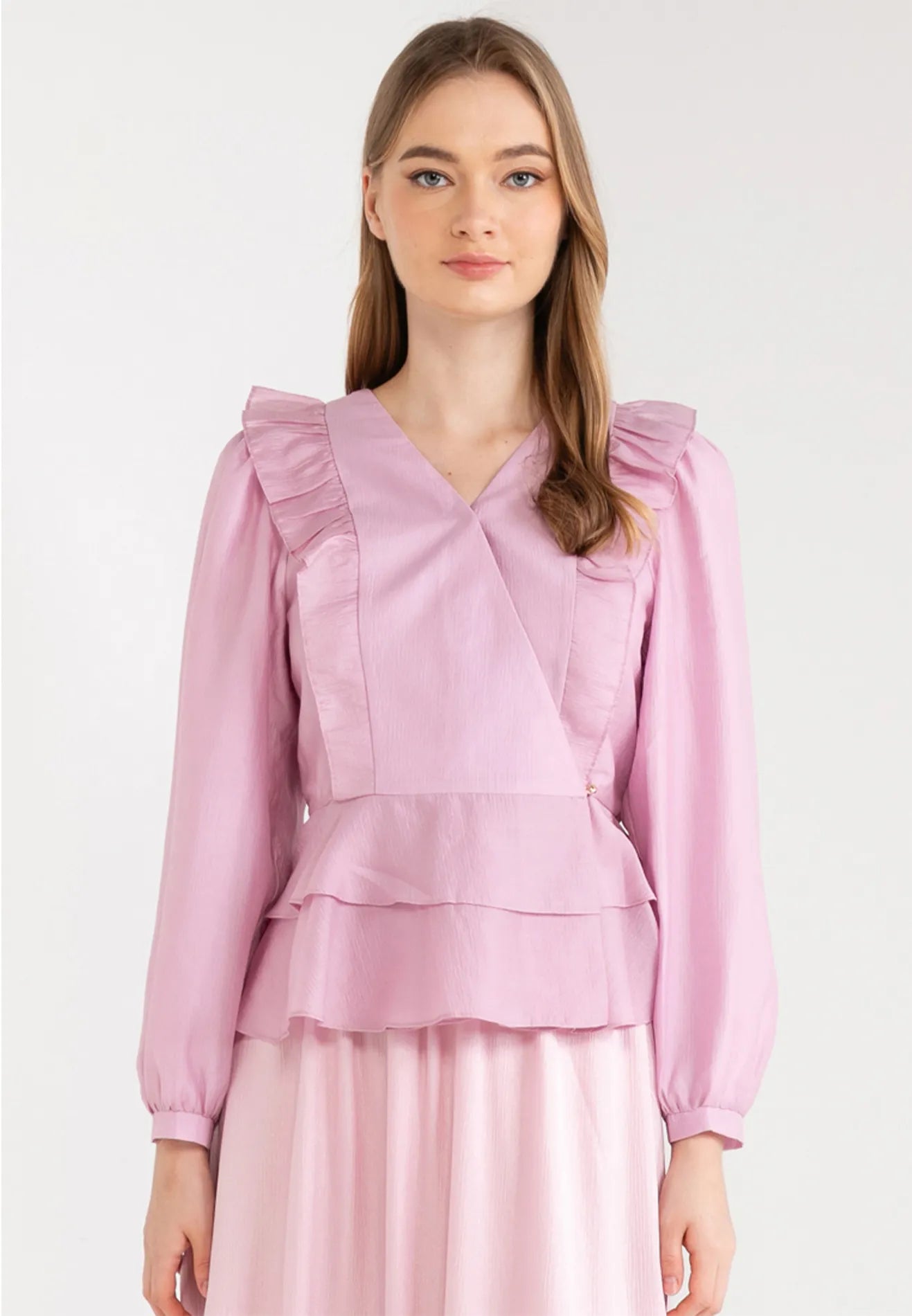 Ruffle Detail Wrapover Blouse