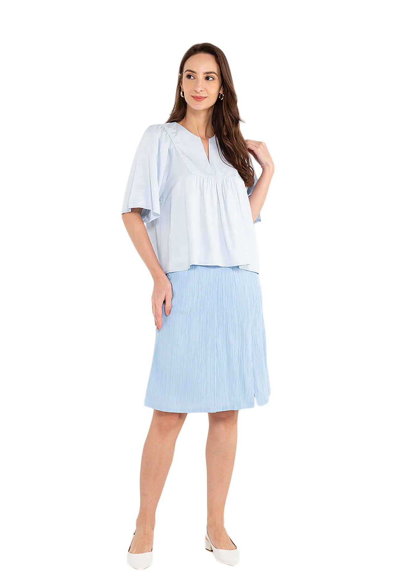 ELLE Apparel Notch-Neck Blouse