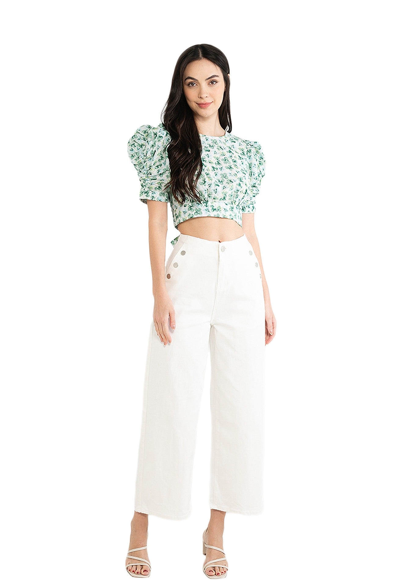 VOIR JEANS Button Details Wide Leg Pants
