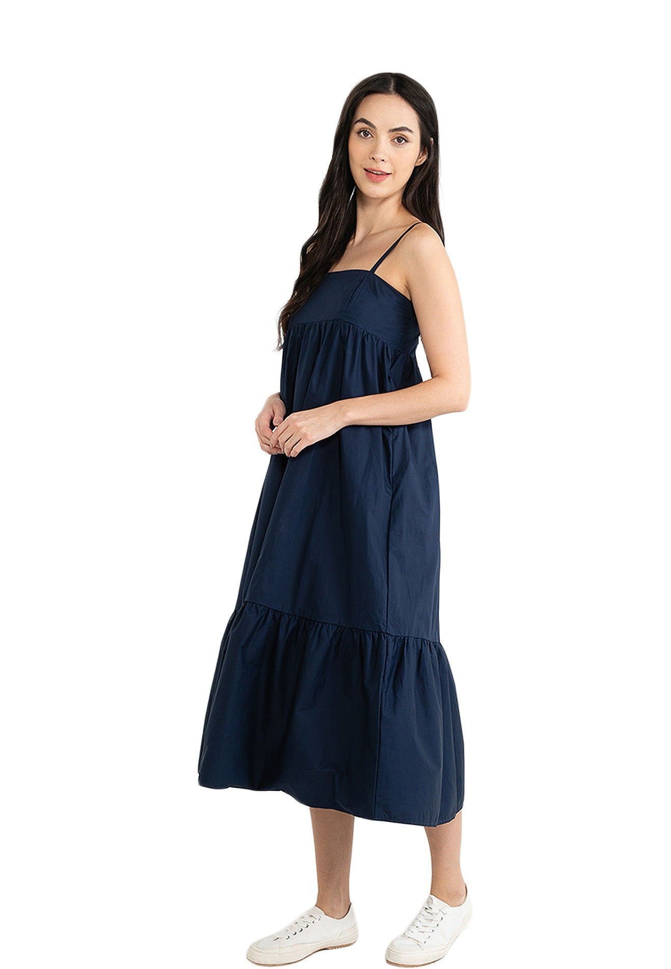 VOIR JEANS Sleeveless Babydoll Flare Hemline Midi Dress