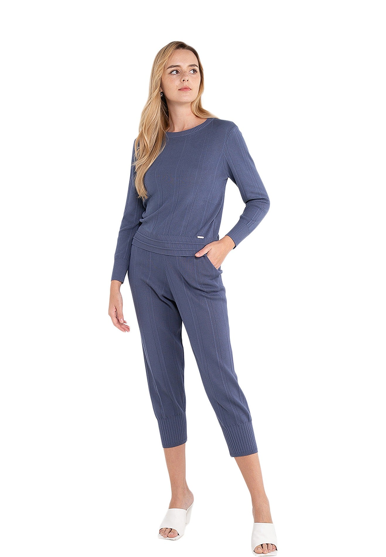 ELLE Apparel Long Sleeves Classic Ribbed Knit Top