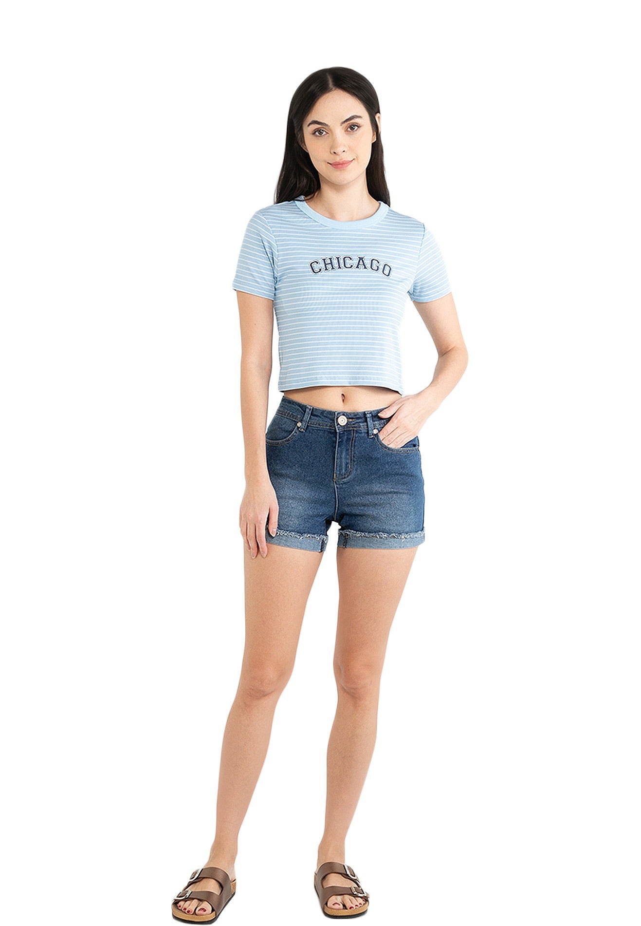 VOIR JEANS Chicago Striped Crop Top