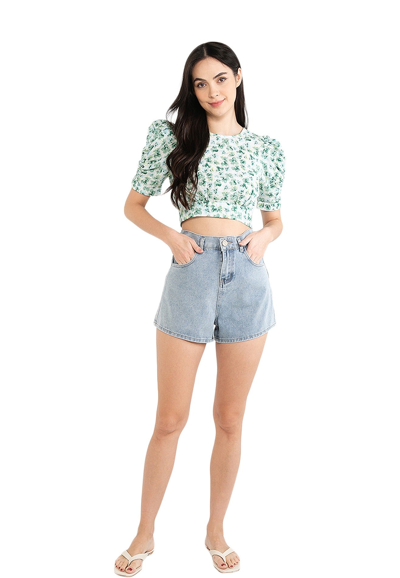 VOIR JEANS High Waist A-Line Denim Shorts