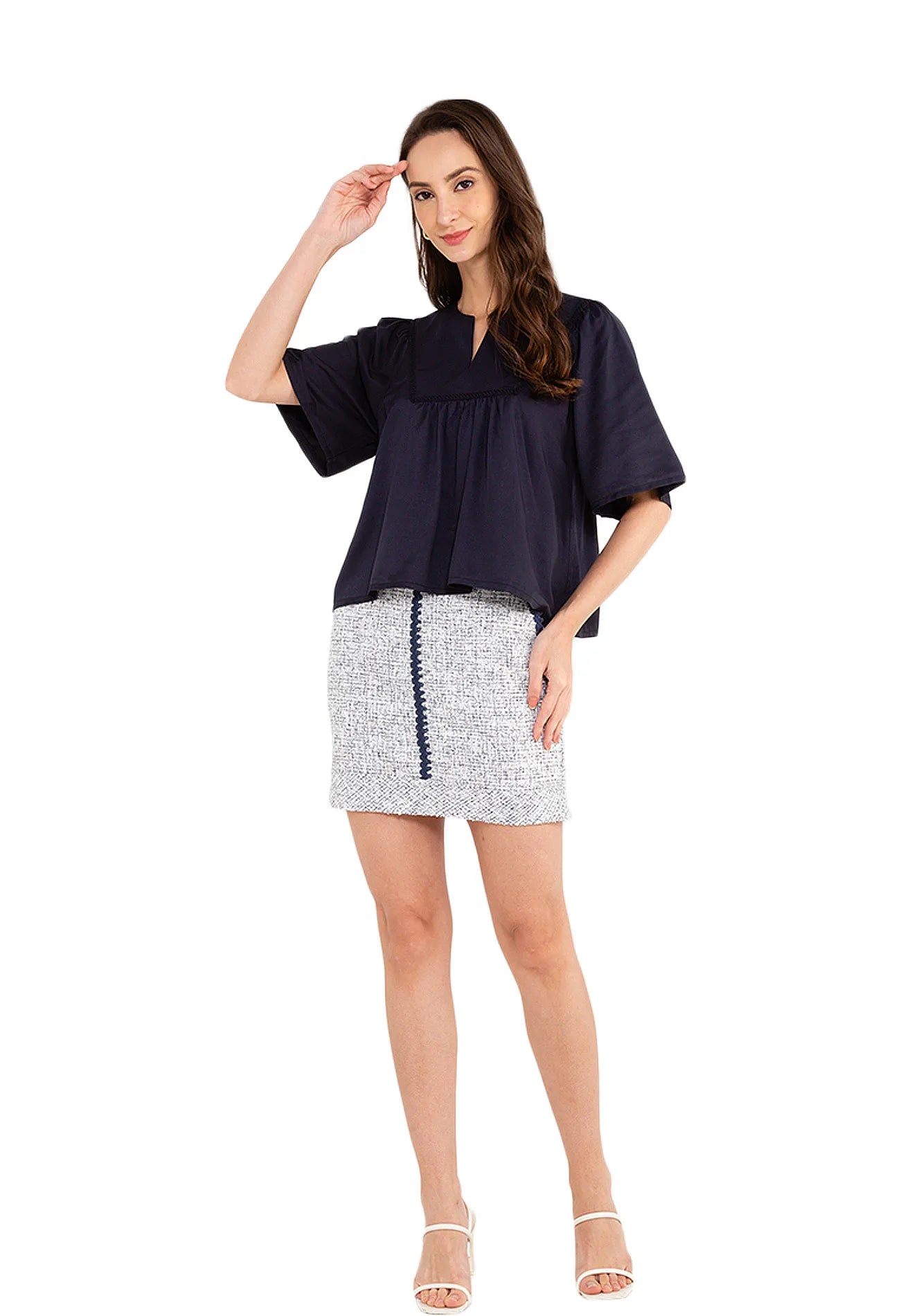 ELLE Apparel Notch-Neck Blouse