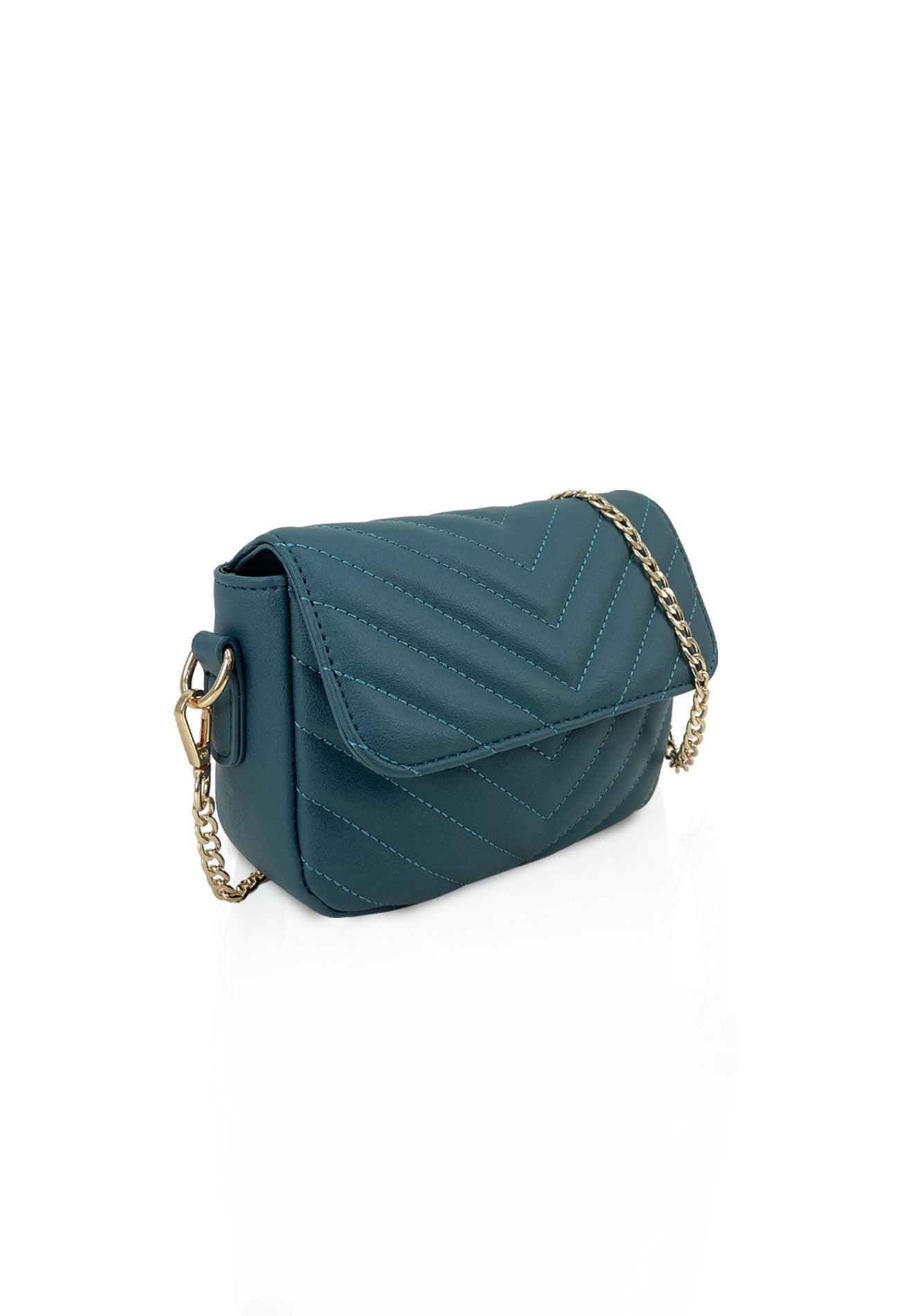 VOIR Signature Soft Chevron Flap Full Chain Sling Bag