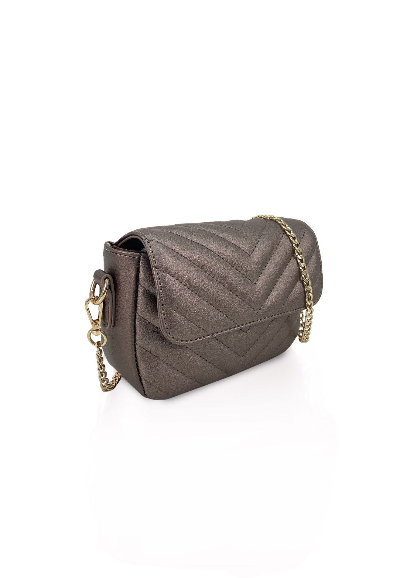 VOIR Signature Soft Chevron Flap Full Chain Sling Bag