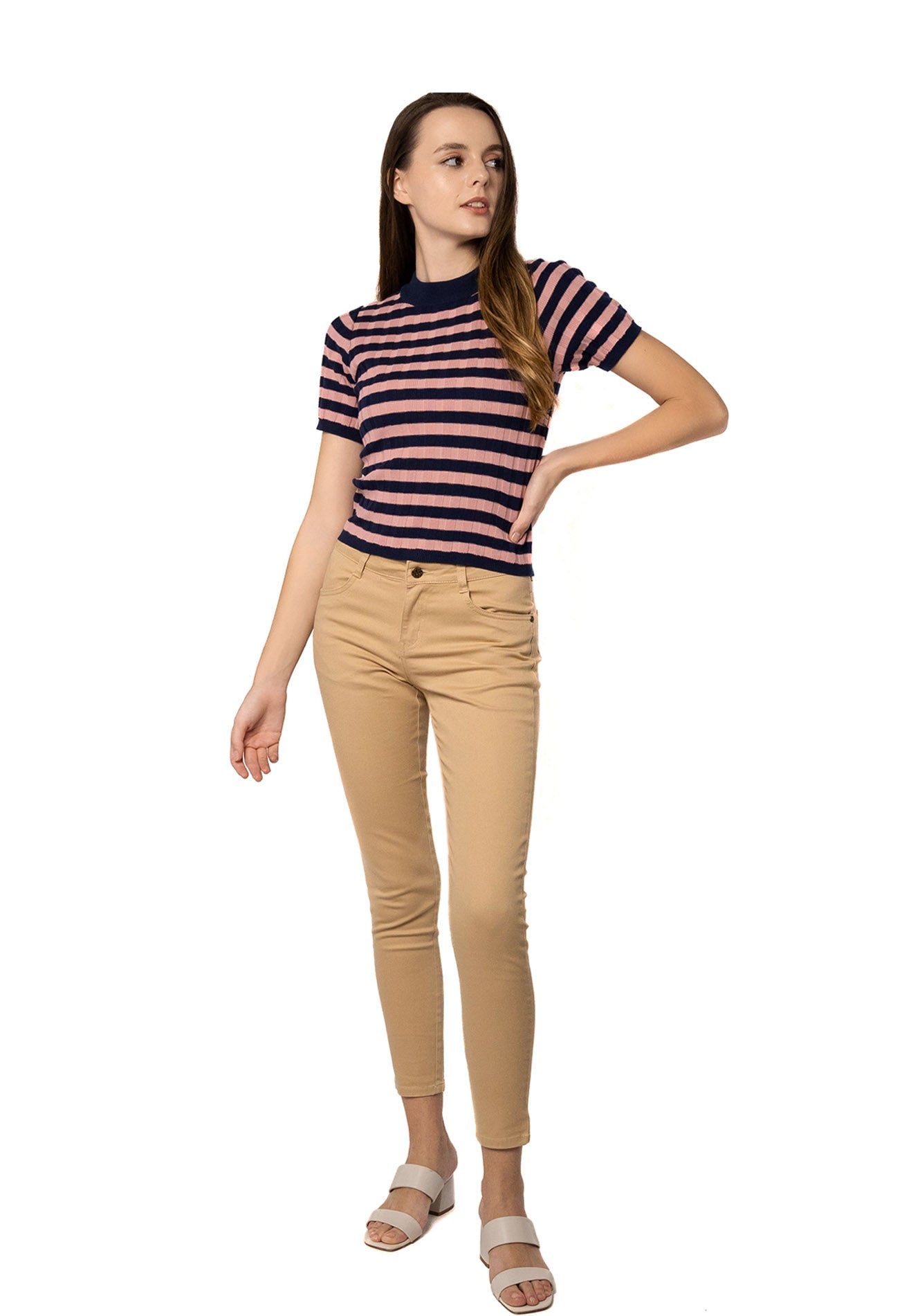 VOIR JEANS Striped Knitted Top