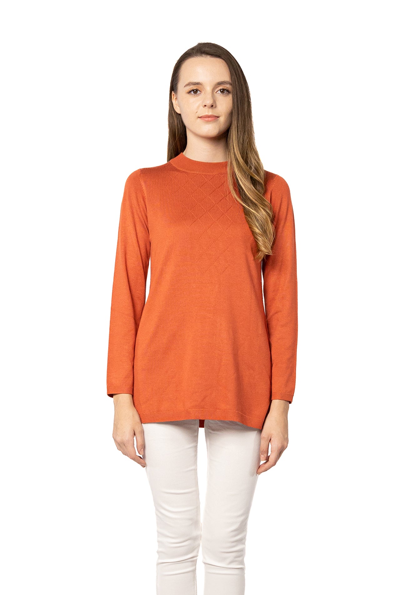 VOIR JEANS Hi Neck Yarn Basic Long Sleeves Knit Top