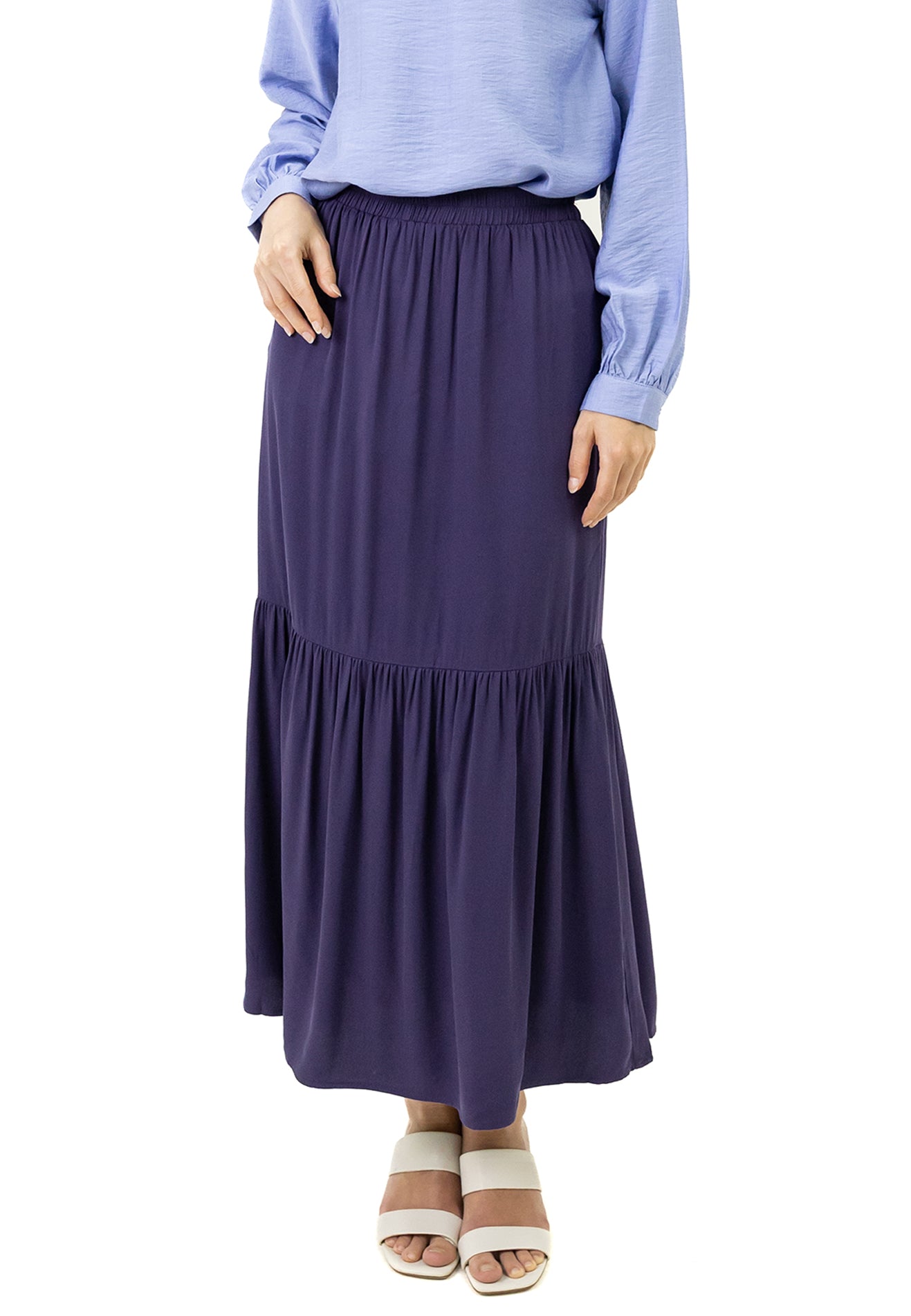DAISY By VOIR High Rise Pleated Tiered Maxi Skirt