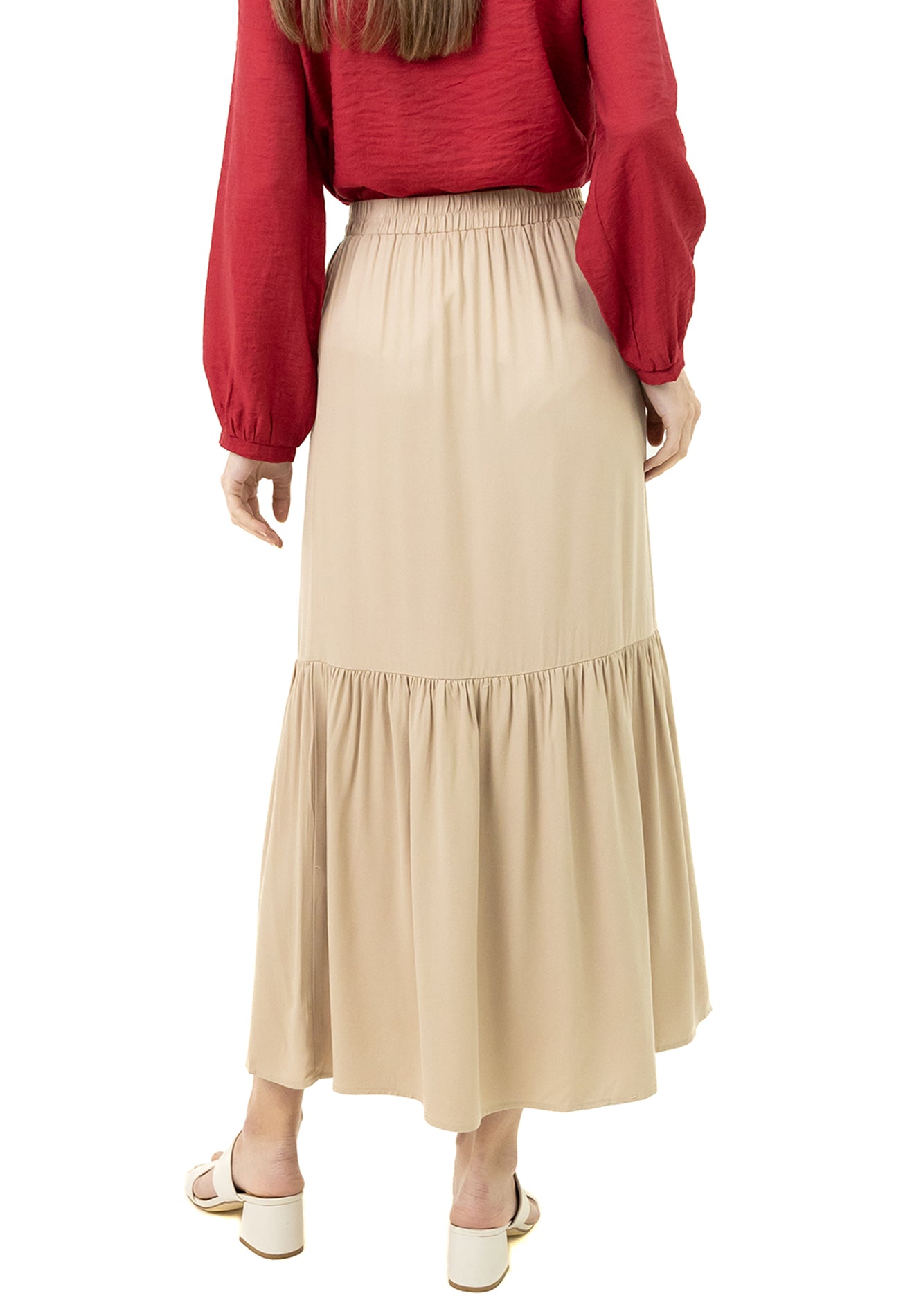 DAISY By VOIR High Rise Pleated Tiered Maxi Skirt