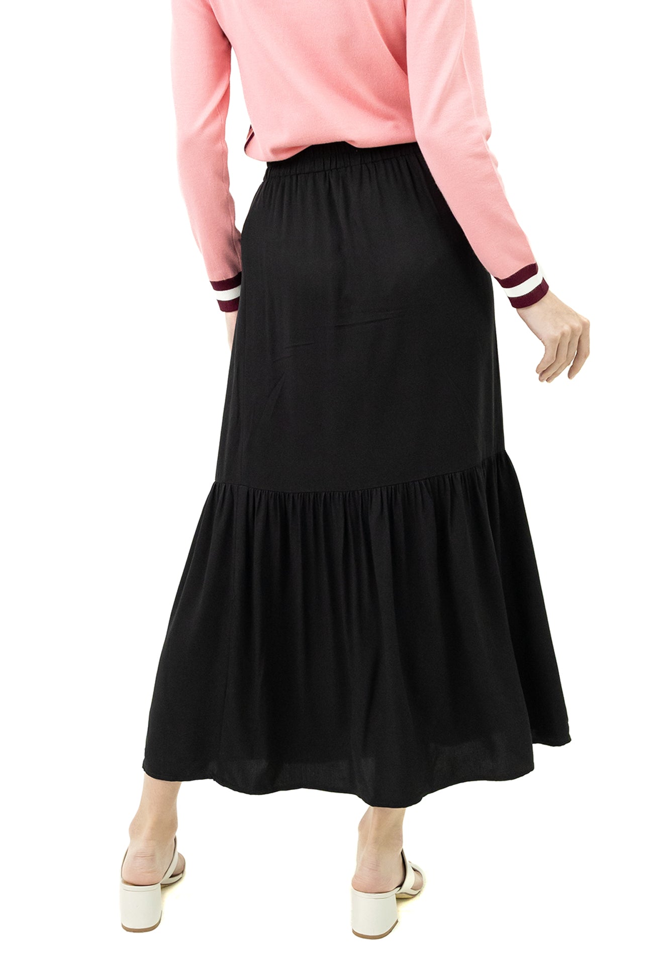DAISY By VOIR High Rise Pleated Tiered Maxi Skirt