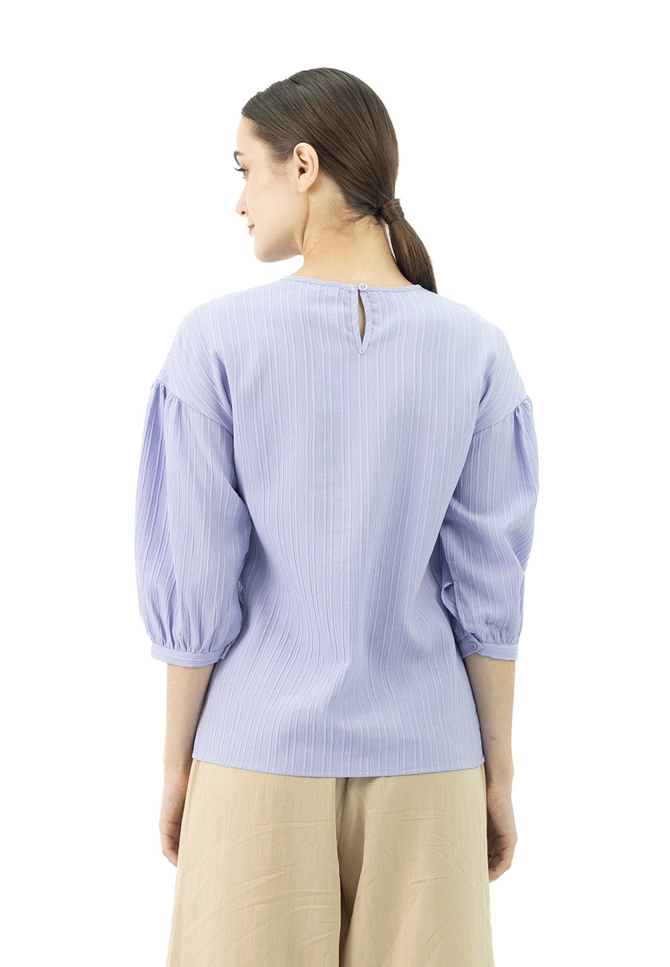 DAISY By VOIR Plicated Detail Lantern Sleeves Blouse