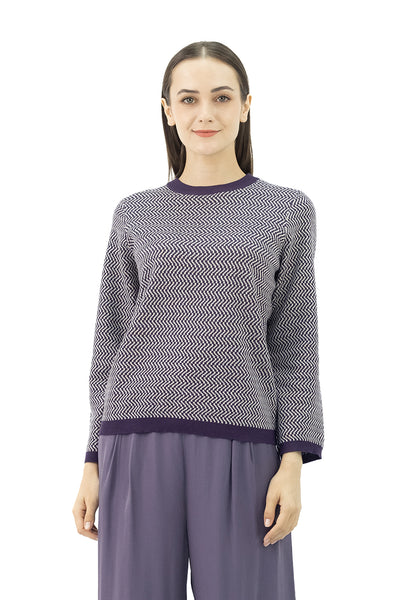 DAISY By VOIR Lantern Sleeves Ribbed Knit Top