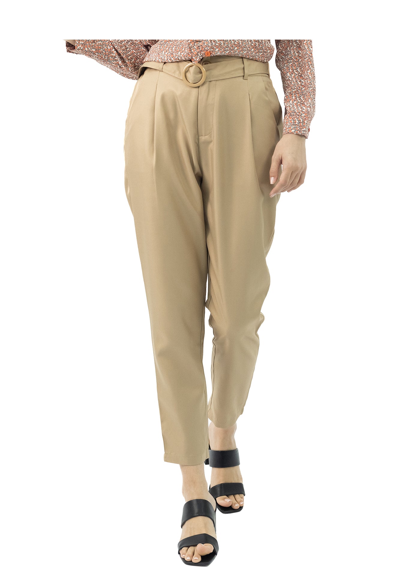 DAISY By VOIR Eyelet Buckle Belted Tapered Pants