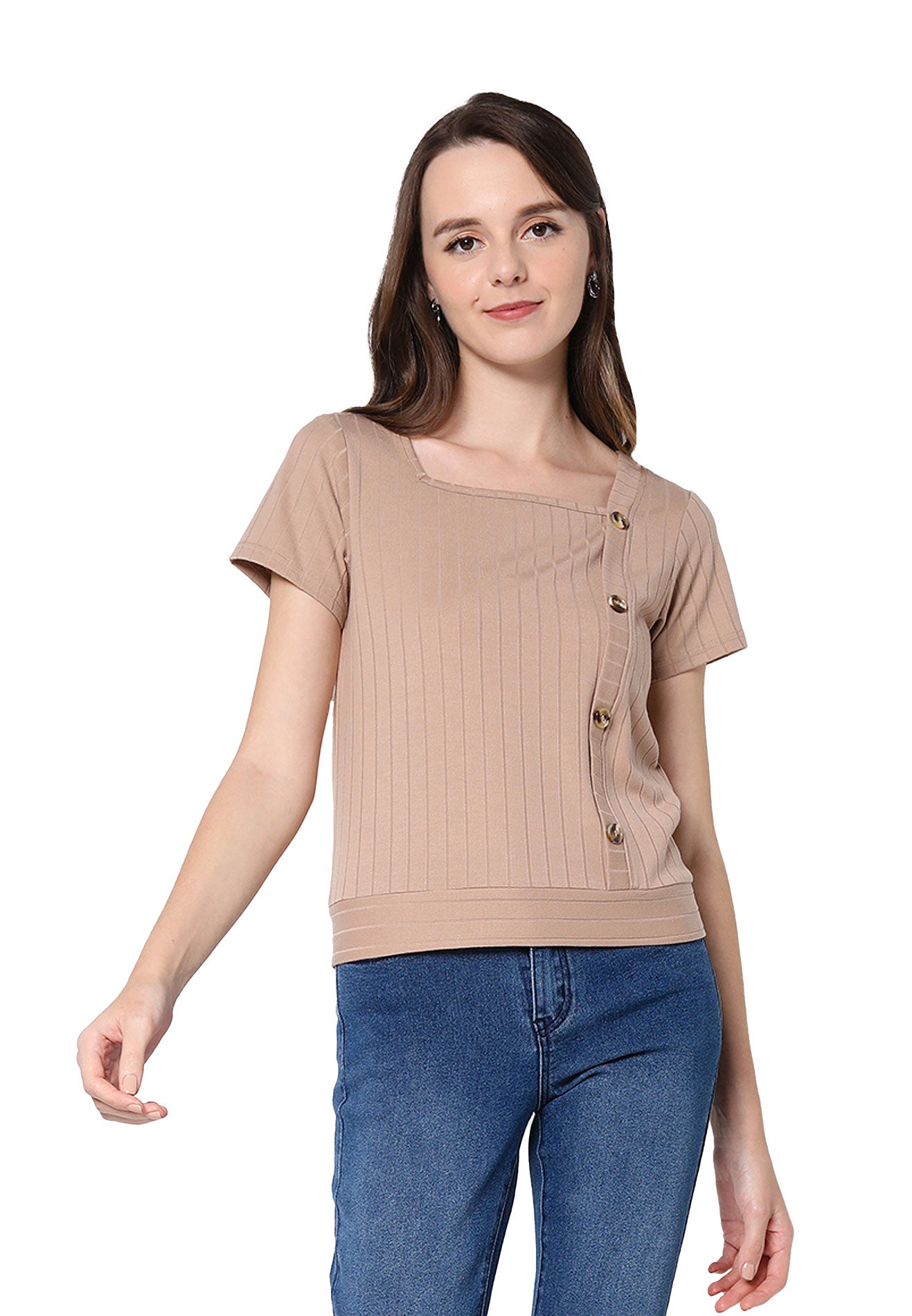 VOIR JEANS Side Buttons Knit Top