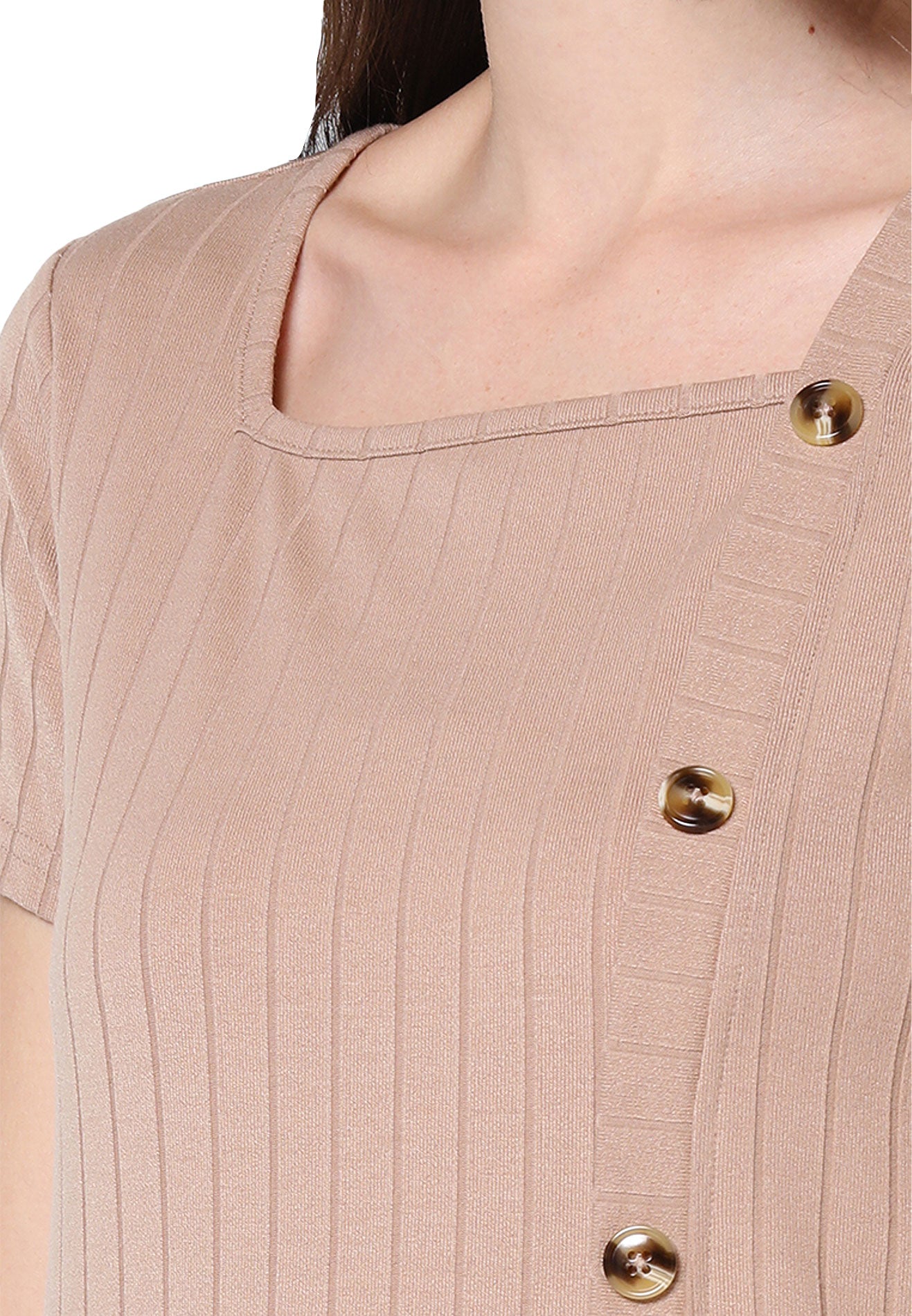 VOIR JEANS Side Buttons Knit Top