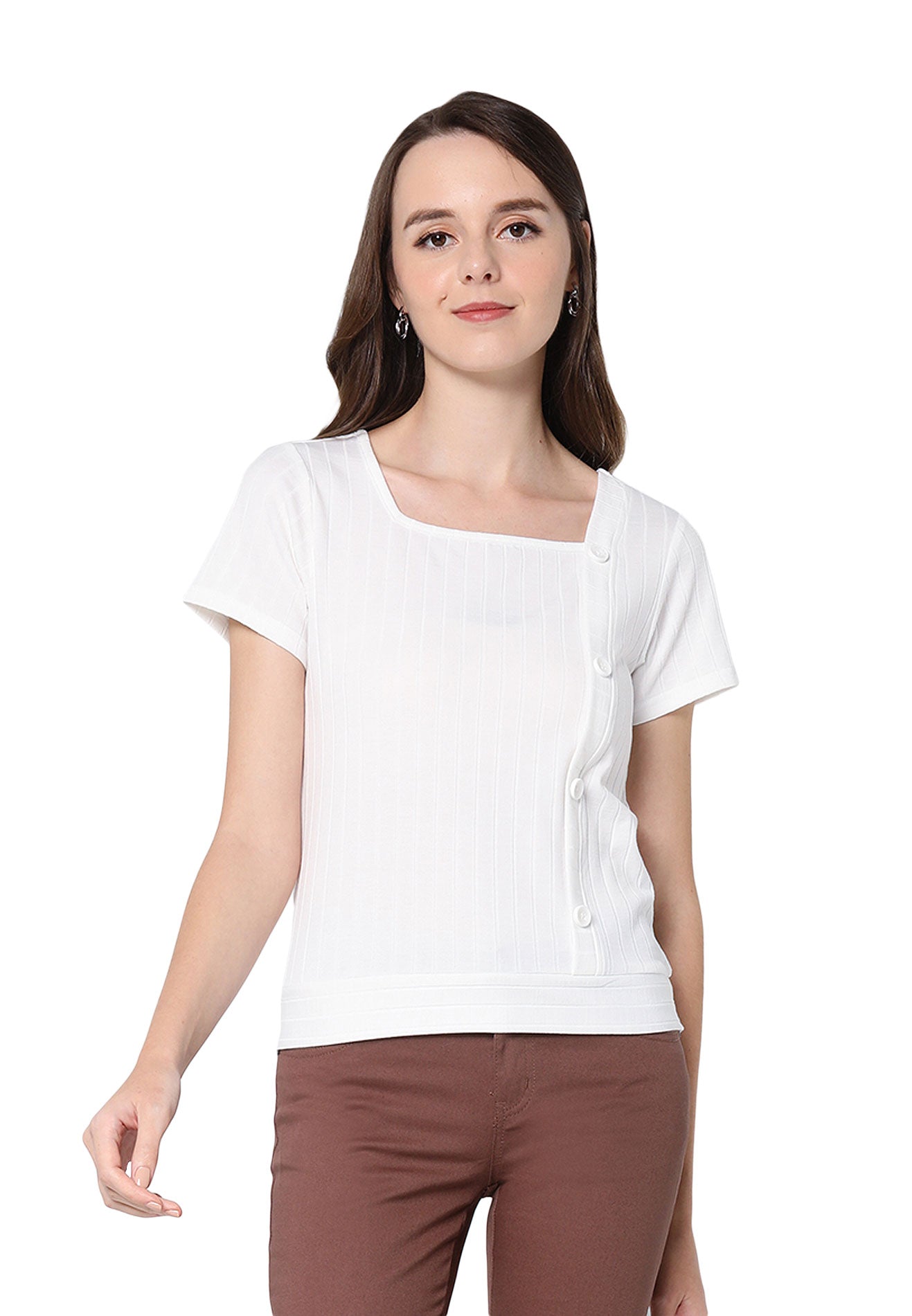 VOIR JEANS Side Buttons Knit Top