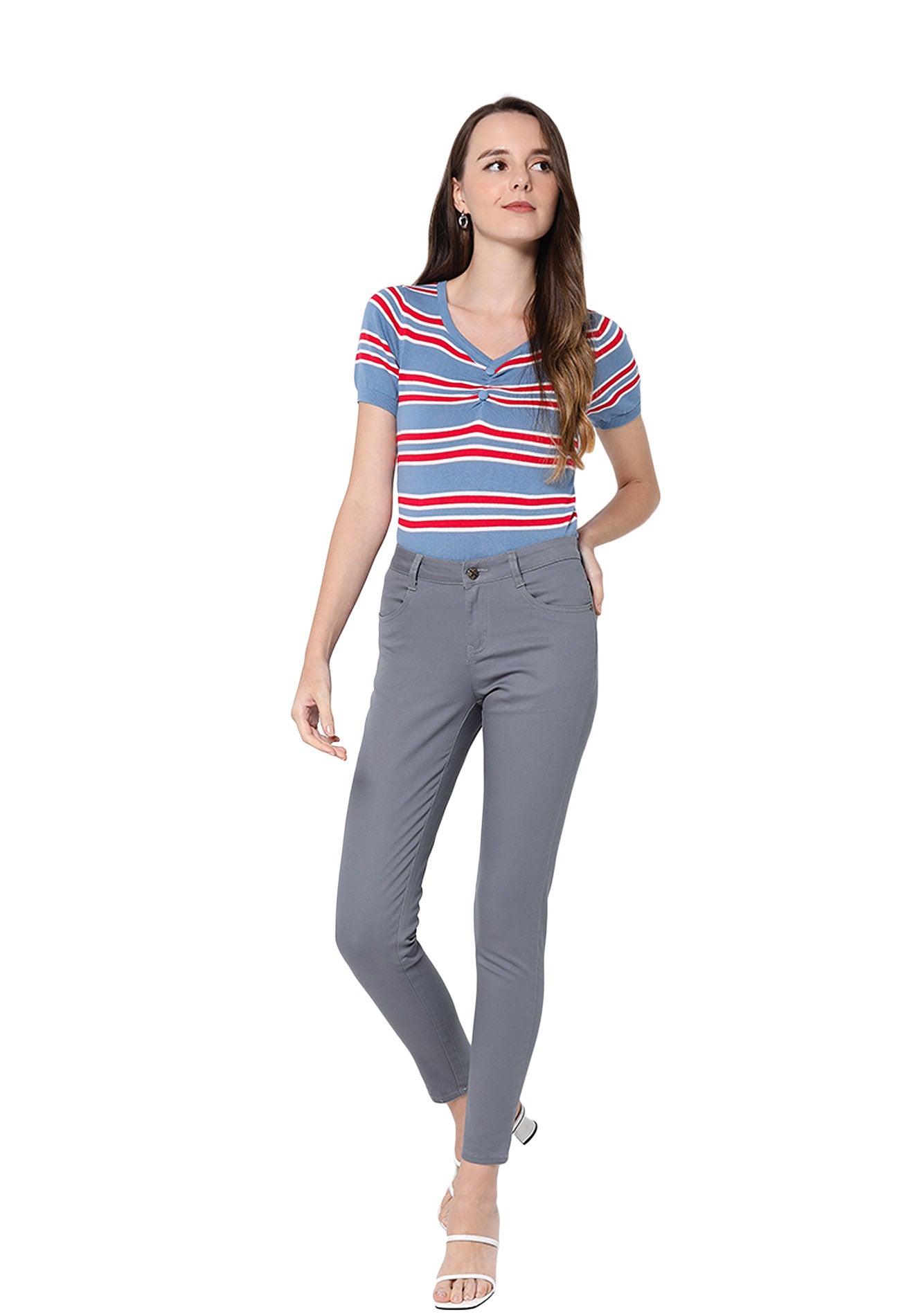 VOIR JEANS Twisted Knot Striped Top