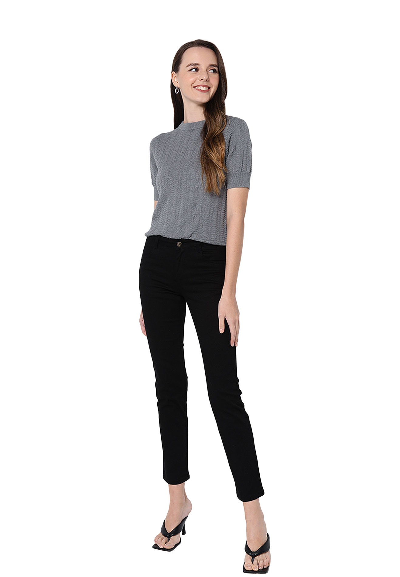 VOIR JEANS Weave Ribbed Yarn Knit Top