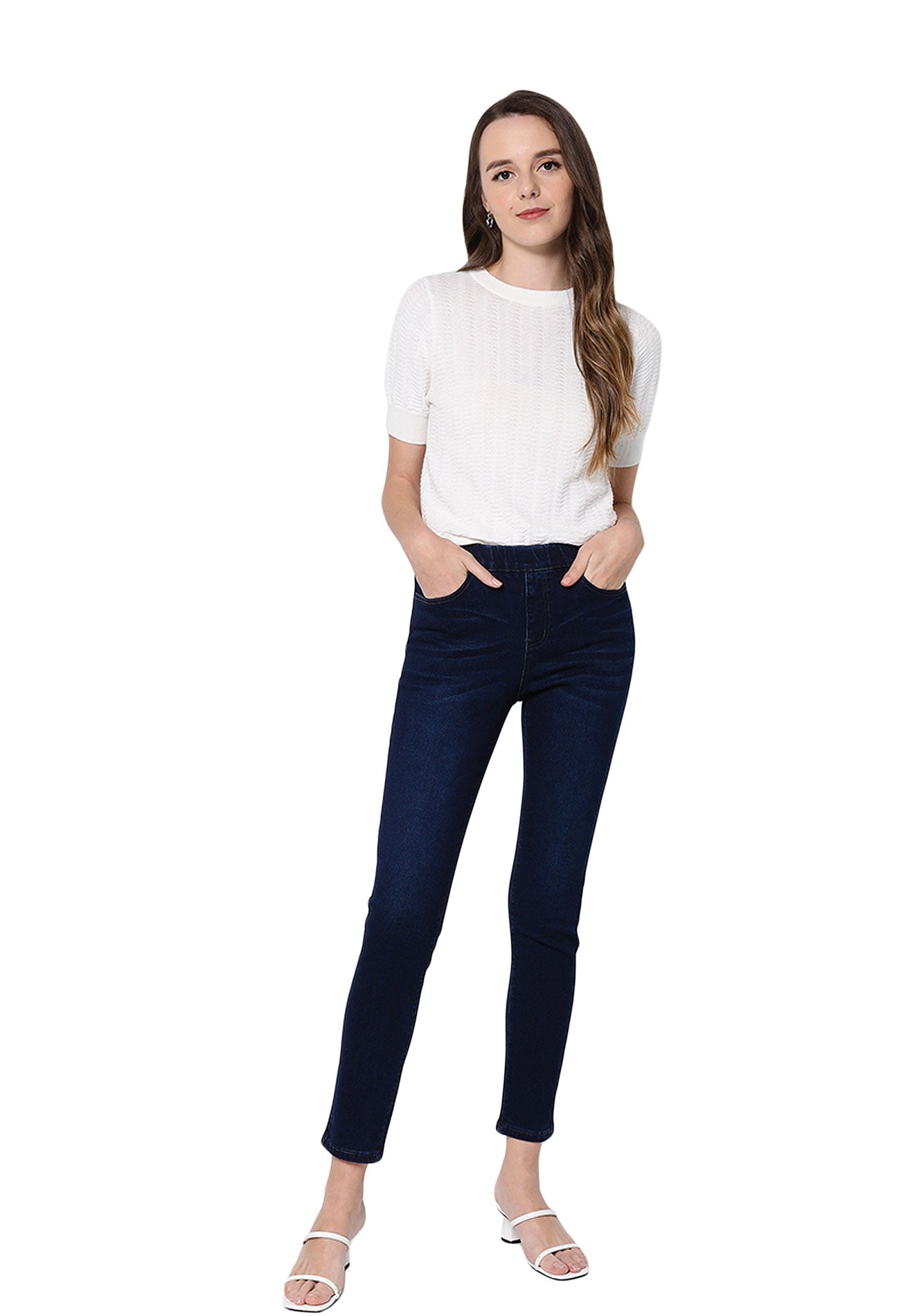 VOIR JEANS Weave Ribbed Yarn Knit Top