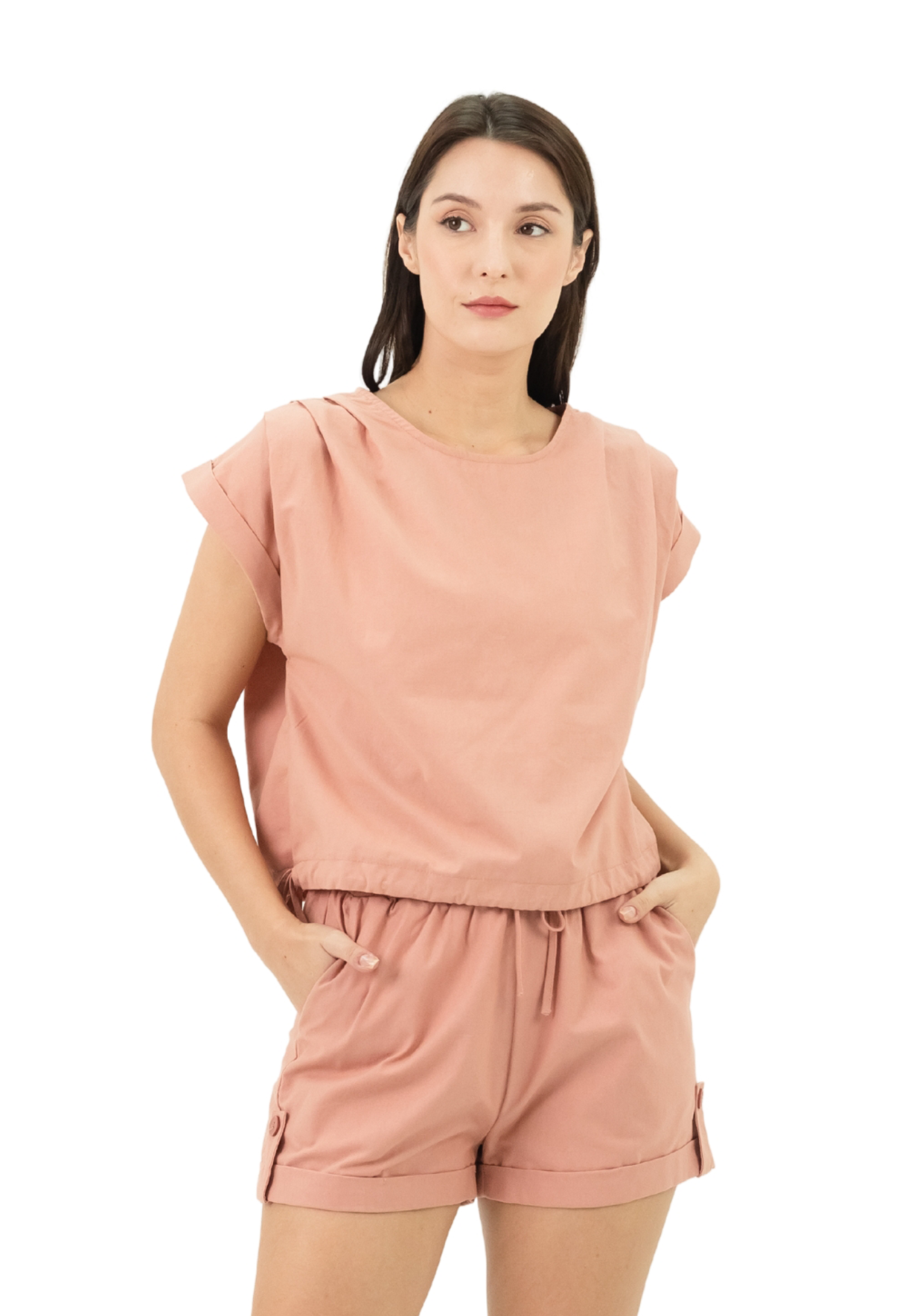 VOIR JEANS Folded Cuff Short Sleeves Top