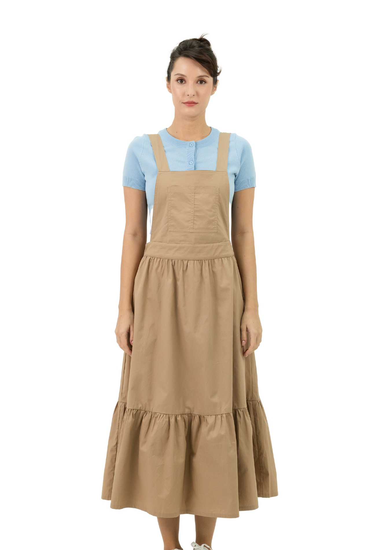 VOIR JEANS Pinafore Tiered Maxi Dress