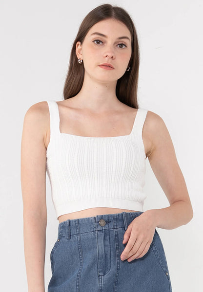VOIR JEANS Square Neck Sleeveless Knit Crop Top