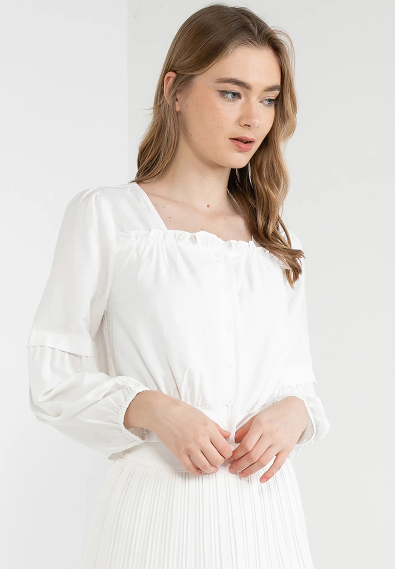 Square neck top ruffle top