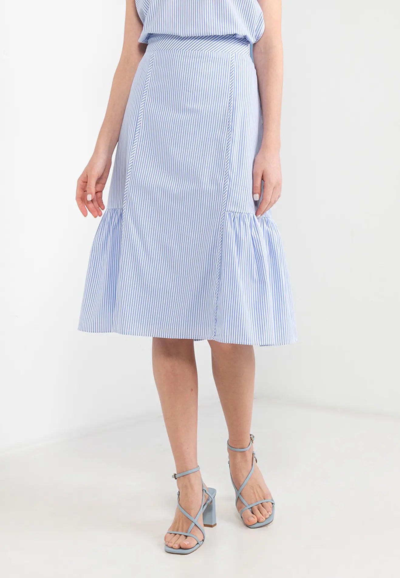 ELLE Apparel Striped A-line Midi Skirt – VOIR GALLERY