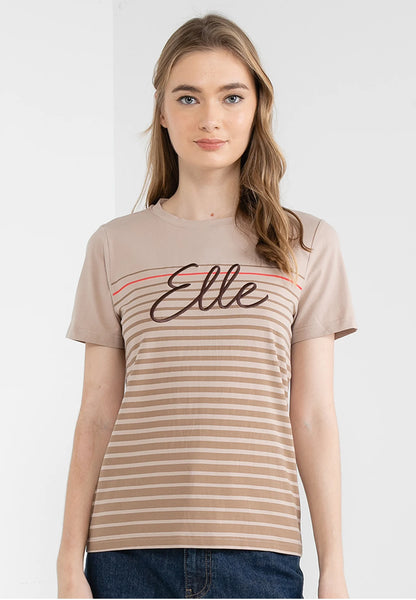 ELLE Active Logo All Over Striped Basic Tee