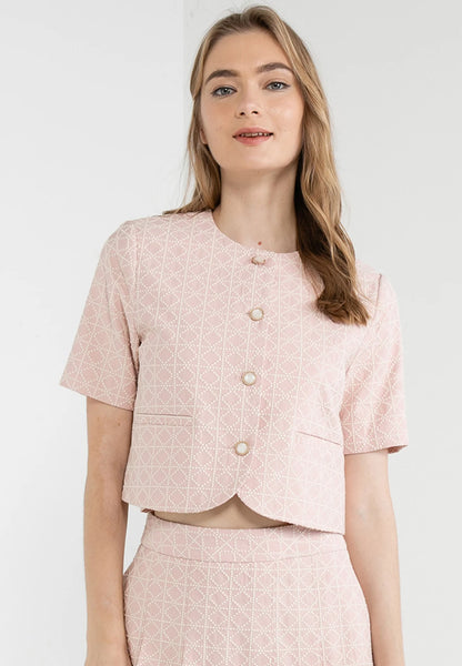 ELLE Apparel Vintage Buttoned Embroidery Top