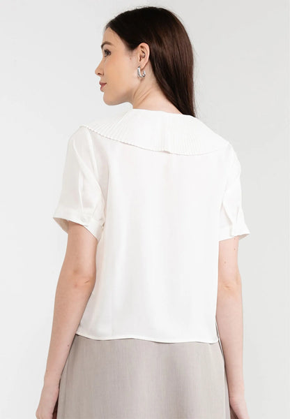 Puritan Collar Satin Button Blouse