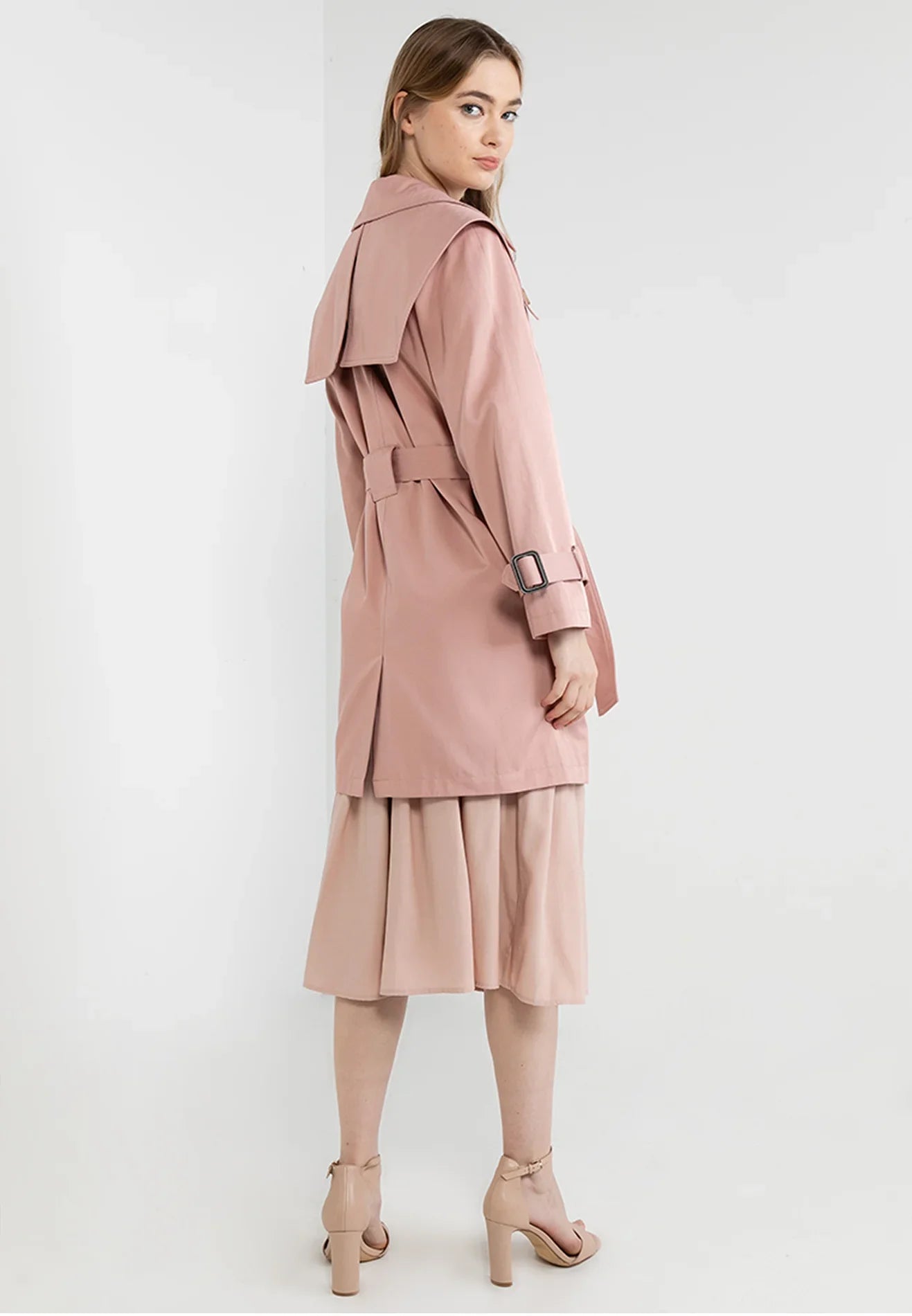 ELLE Apparel Double Breasted Belted Trenchcoat