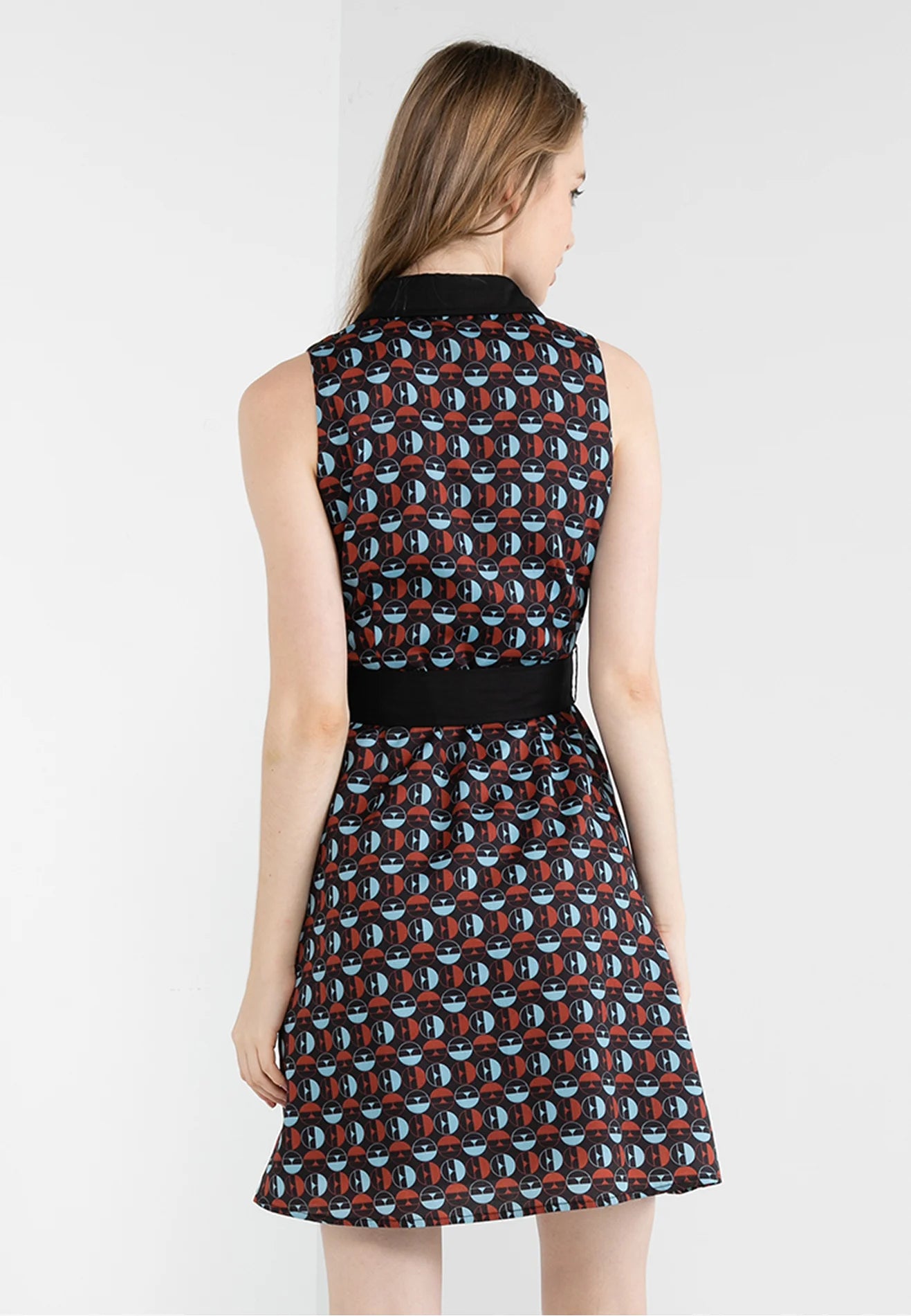 ELLE Apparel Retro Geometric Printed Mini Dress