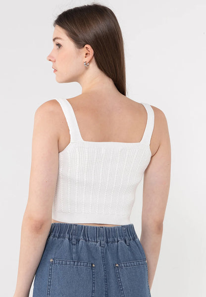 VOIR JEANS Square Neck Sleeveless Knit Crop Top