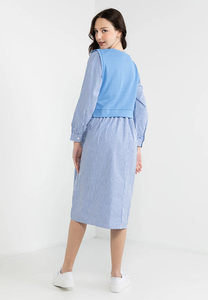 VOIR JEANS Layered Knitted Vest Shirt Dress