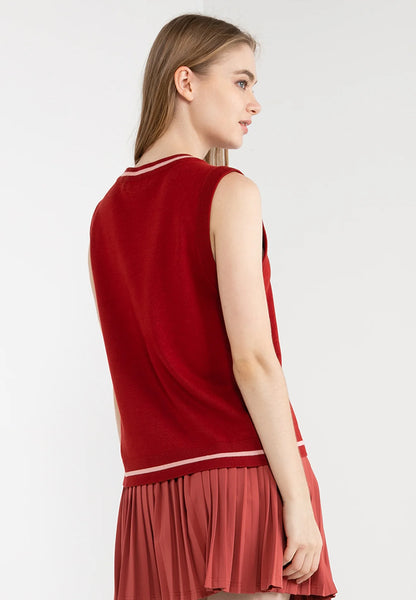 ELLE Active “PARIS” Sleeveless V-Neck Knitted Vest