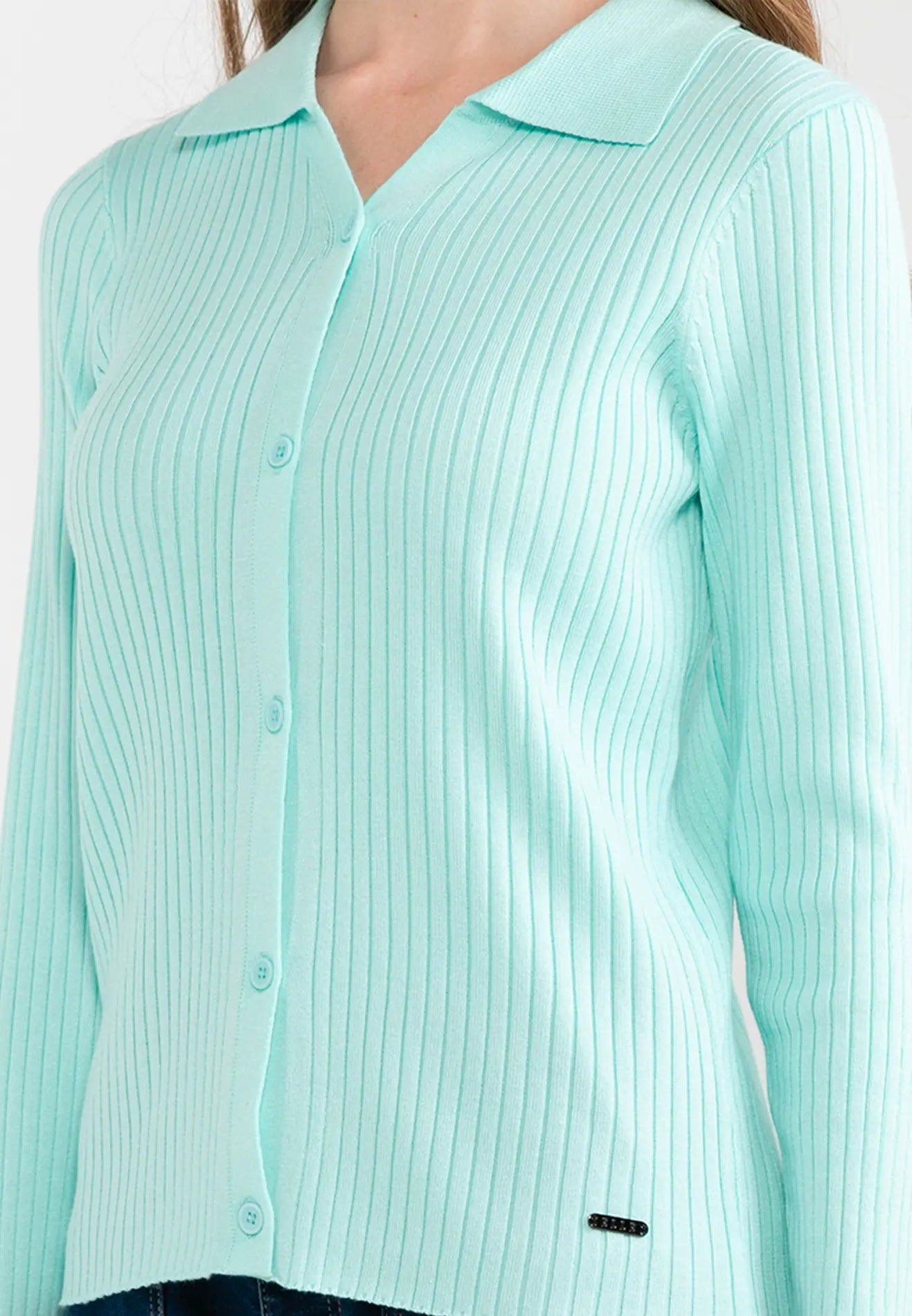 ELLE Apparel Collared Button Up Knit Top