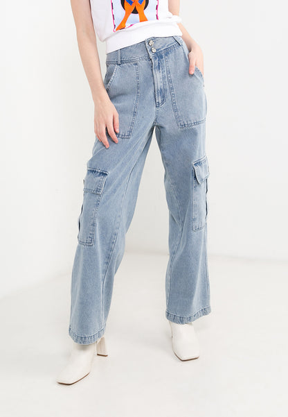 ELLE Leisure The Wonder Collection: Double Button Denim Cargo Pants