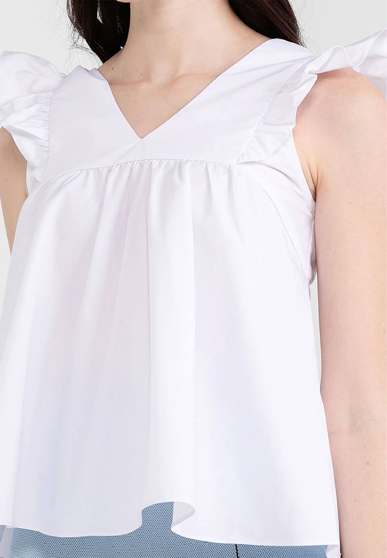 V-Neck Ruffle Sleeves Top