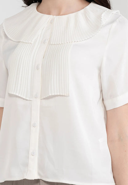 Puritan Collar Satin Button Blouse