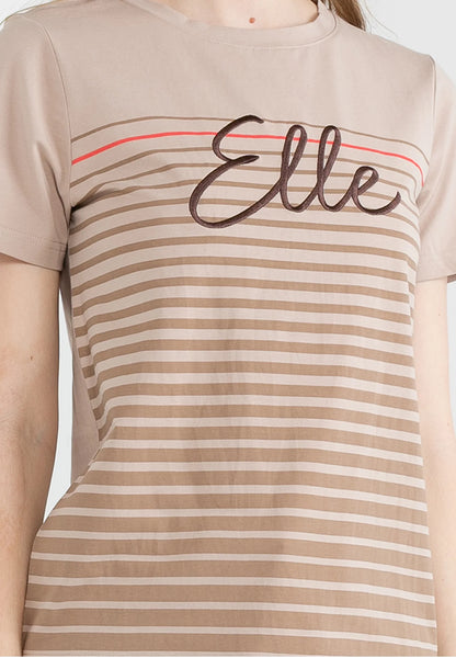 ELLE Active Logo All Over Striped Basic Tee
