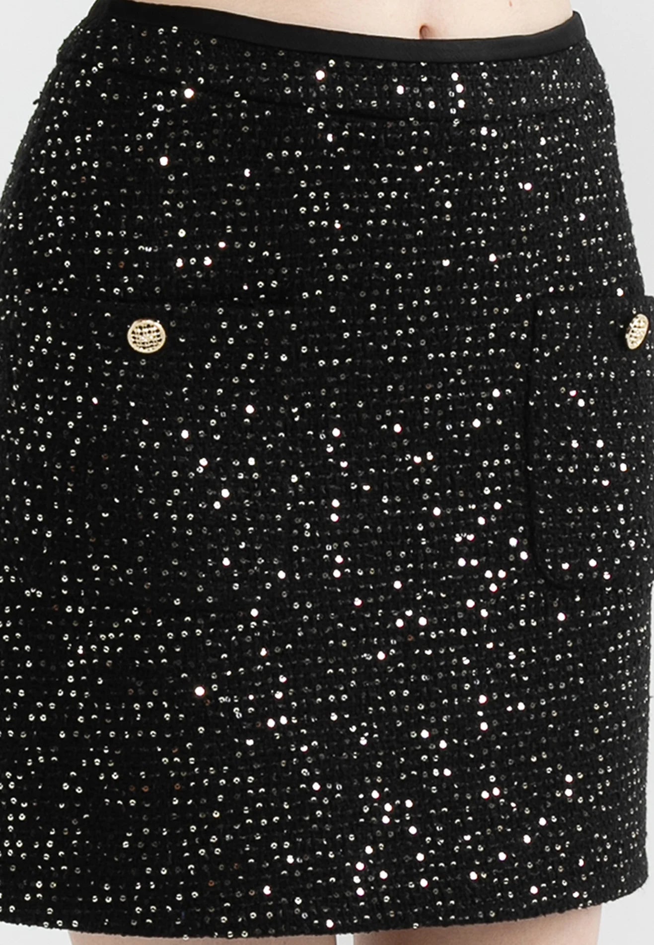 ELLE Apparel Sequin Details Tweed Skirt
