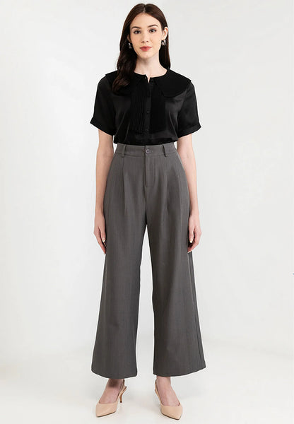 Puritan Collar Satin Button Blouse