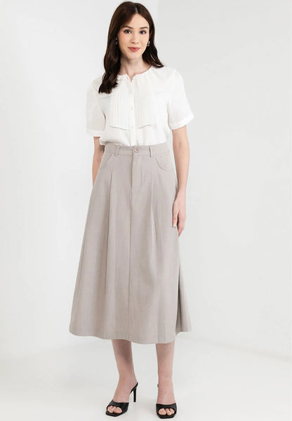 Puritan Collar Satin Button Blouse