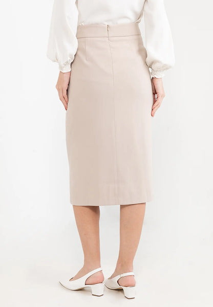 ELLE Apparel High Waisted Ribbon Tie Midi Skirt
