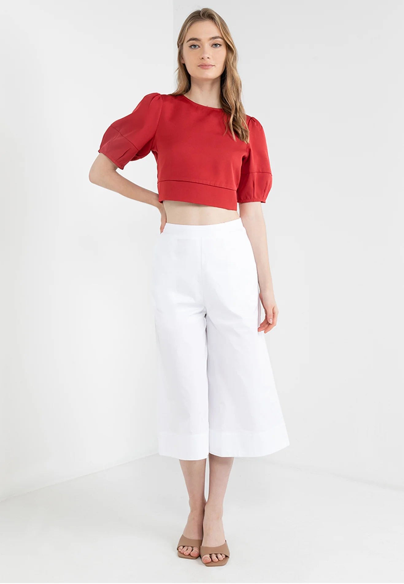 ELLE Apparel Puffy Sleeves Boxy Cropped Top